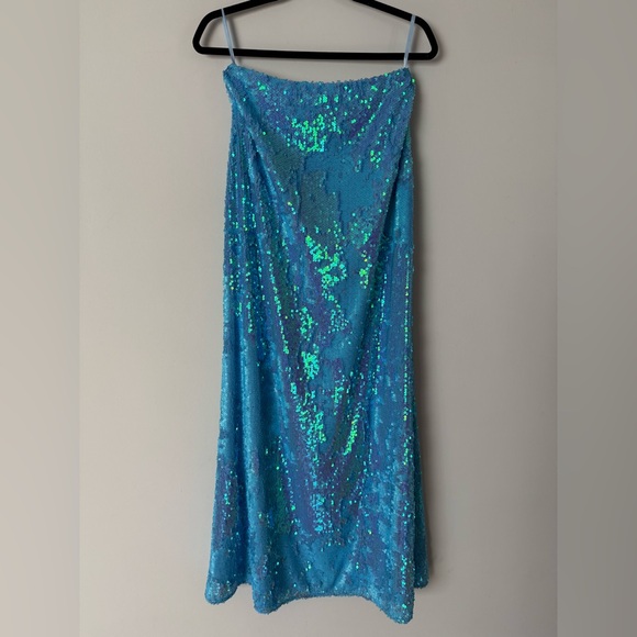NWOT L'AGENCE Fully Sequined Maxi Skirt In Cloud Blue - Picture 3 of 16